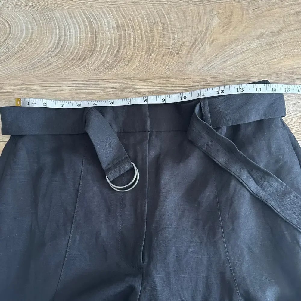 Banana Republic High Rise Barrel Tencel Linen Pant Black 8 Petite 713482